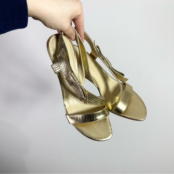 kate spade Shoes - Kate Spade Metallic Gold High Heel Slingback Sandals
